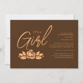 Het is een meisje bruin goud bloemig Baby shower Kaart (Voorkant)