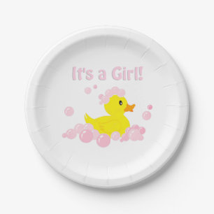 Het is een meisje bubbel baby shower papieren bordje