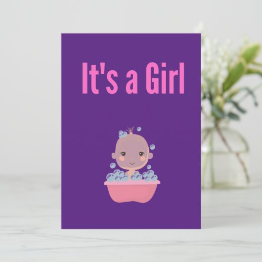 Het is een meisje - Bubbelbad Kaart (Staand voorkant)