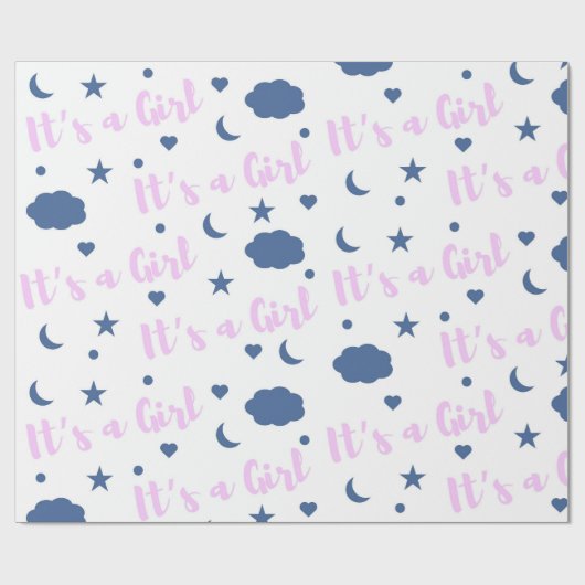 Het is een meisje! cadeaupapier (Vlak)