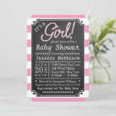 Het is een meisje. Chalkboard Baby Shower-uitnodig Kaart (Staand voorkant)