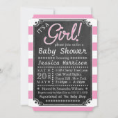 Het is een meisje. Chalkboard Baby Shower-uitnodig Kaart (Voorkant)