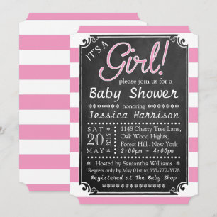Het is een meisje. Chalkboard Baby Shower-uitnodig Kaart