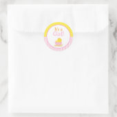 Het is een meisje chick Baby shower Ronde Sticker (Tas)
