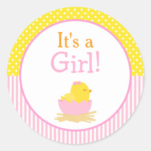 Het is een meisje chick Baby shower Ronde Sticker