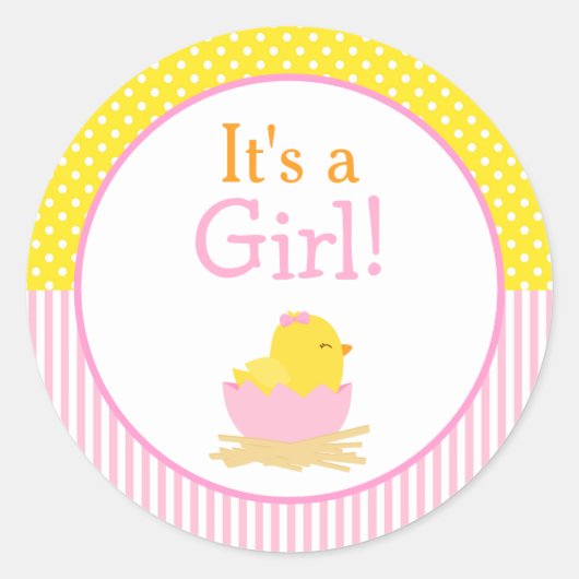 Het is een meisje chick Baby shower Ronde Sticker (Voorkant)