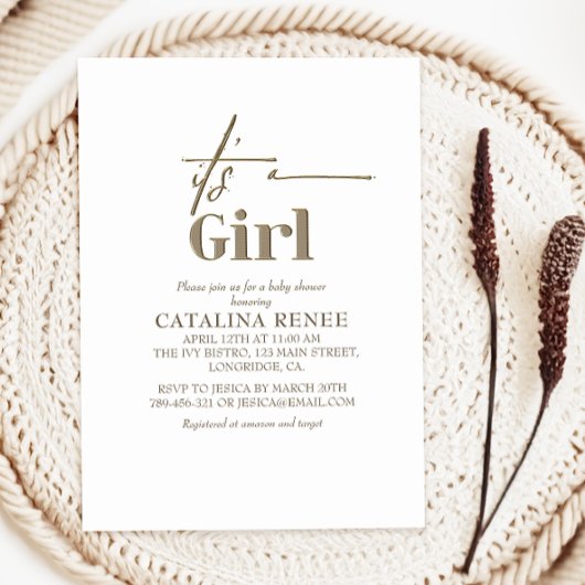 Het is een meisje chique gouden minimalistische Ba Kaart