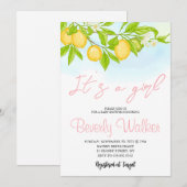 Het is een meisje citrus Lemons Baby shower meisje Kaart (Voorkant / Achterkant)
