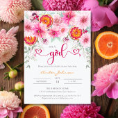 Het is een meisje Citrus Pink Floral Schattige Bab Kaart