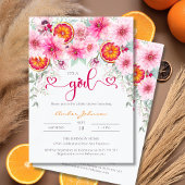 Het is een meisje Citrus Pink Floral Schattige Bab Kaart