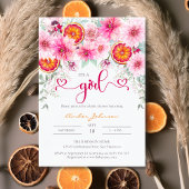 Het is een meisje Citrus Pink Floral Schattige Bab Kaart