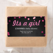 Het is een meisje Confetti krijtbord waterfles gun Etiket (Insitu)