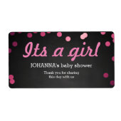 Het is een meisje Confetti krijtbord waterfles gun Etiket (Voorkant)