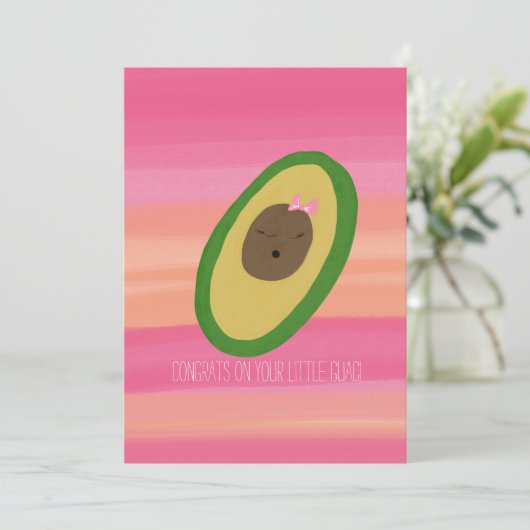 Het is een meisje Congrats Baby Avocado Waterverf Kaart (Staand voorkant)
