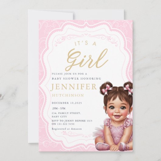 Het is een meisje Coquette Baby Girl Shower Kaart (Voorkant)