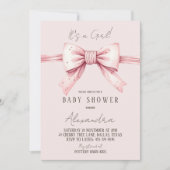 Het is een meisje Coquette Blush Pink Bow Baby sho Kaart (Voorkant)