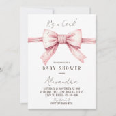 Het is een meisje Coquette Pink Bow Baby shower Kaart (Voorkant)