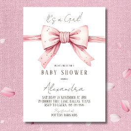 Het is een meisje Coquette Pink Bow Baby shower Kaart