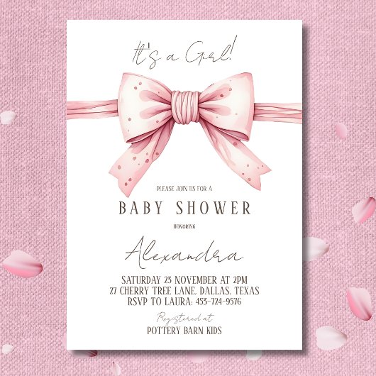 Het is een meisje Coquette Pink Bow Baby shower Kaart