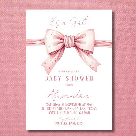 Het is een meisje Coquette Pink Bow Baby shower Kaart