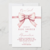 Het is een meisje Coquette Pink Bow Baby shower Kaart (Voorkant)