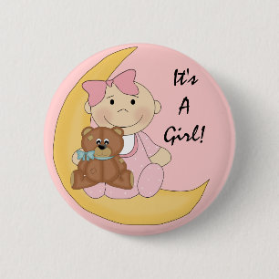 Het is een meisje - Cute Baby Cartoon Ronde Button 5,7 Cm
