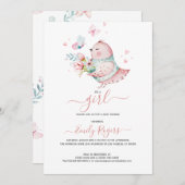 Het is een meisje-Cute Bay kip met vlinders Save The Date (Voorkant / Achterkant)