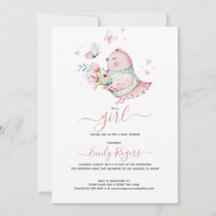 Het is een meisje-Cute Bay kip met vlinders Save The Date