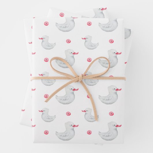 Het is een meisje: Cute Duck Pattern Inpakpapier Vel (In situ)