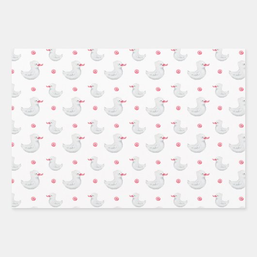 Het is een meisje: Cute Duck Pattern Inpakpapier Vel (Voorkant)