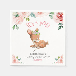 Het is een meisje! Cute Fawn Baby shower Napkins Servet