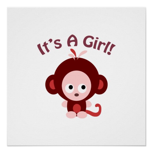 Het is een meisje. Cute Monkey Poster (Voorkant)