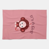 Het is een meisje. Cute Monkey Theedoek (Horizontaal)