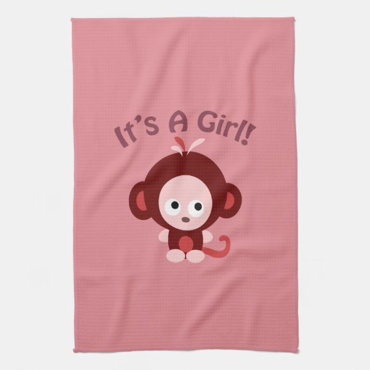 Het is een meisje. Cute Monkey Theedoek (Verticaal)