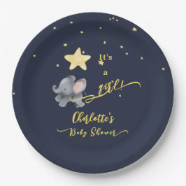 Het is een meisje! Cute Olifant & Ballon Baby Show Papieren Bordje
