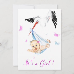 Het is een meisje Cute Ooievaar Baby Meisje Shower