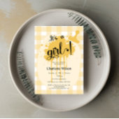 Het is een meisje Cute Pastel Oranje Gingham Baby Kaart