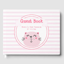 Het is een meisje. Cute roze kat - Baby shower