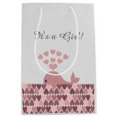 Het is een meisje! Cute roze walvis Medium Cadeauzakje (Voorkant)
