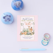 Het is een MEISJE! Cute Woodland Baby Animals Show Flyer (Enkel)