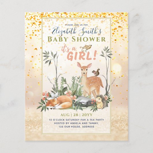 Het is een MEISJE! Cute Woodland Baby Dieren Showe (Voorkant)