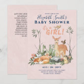 Het is een MEISJE! Cute Woodland Baby Dieren Showe Kaart (Voorkant / Achterkant)