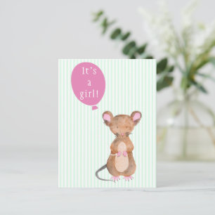 Het is een meisje   Cute Woodland Mouse Briefkaart