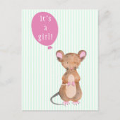 Het is een meisje | Cute Woodland Mouse Briefkaart (Voorkant)