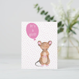 Het is een meisje   Cute Woodland Mouse Briefkaart