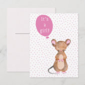 Het is een meisje | Cute Woodland Mouse Briefkaart (Voorkant / Achterkant)