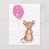 Het is een meisje | Cute Woodland Mouse Briefkaart (Voorkant)