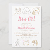 Het is een meisje cutie's puppy roze Baby shower Kaart (Voorkant)