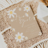Het is een meisje Daisy Beige Baby shower Invitati Kaart