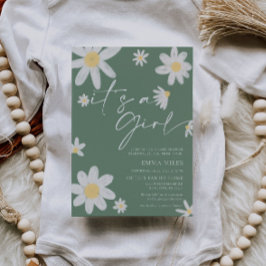 Het is een meisje Daisy Sage Green Baby shower uit Kaart